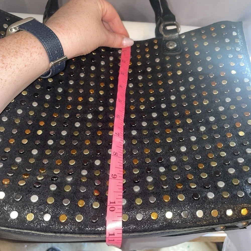 Patricia Nash Zancona Leather Black Studded Large Tote Purse Handbag NWT $249